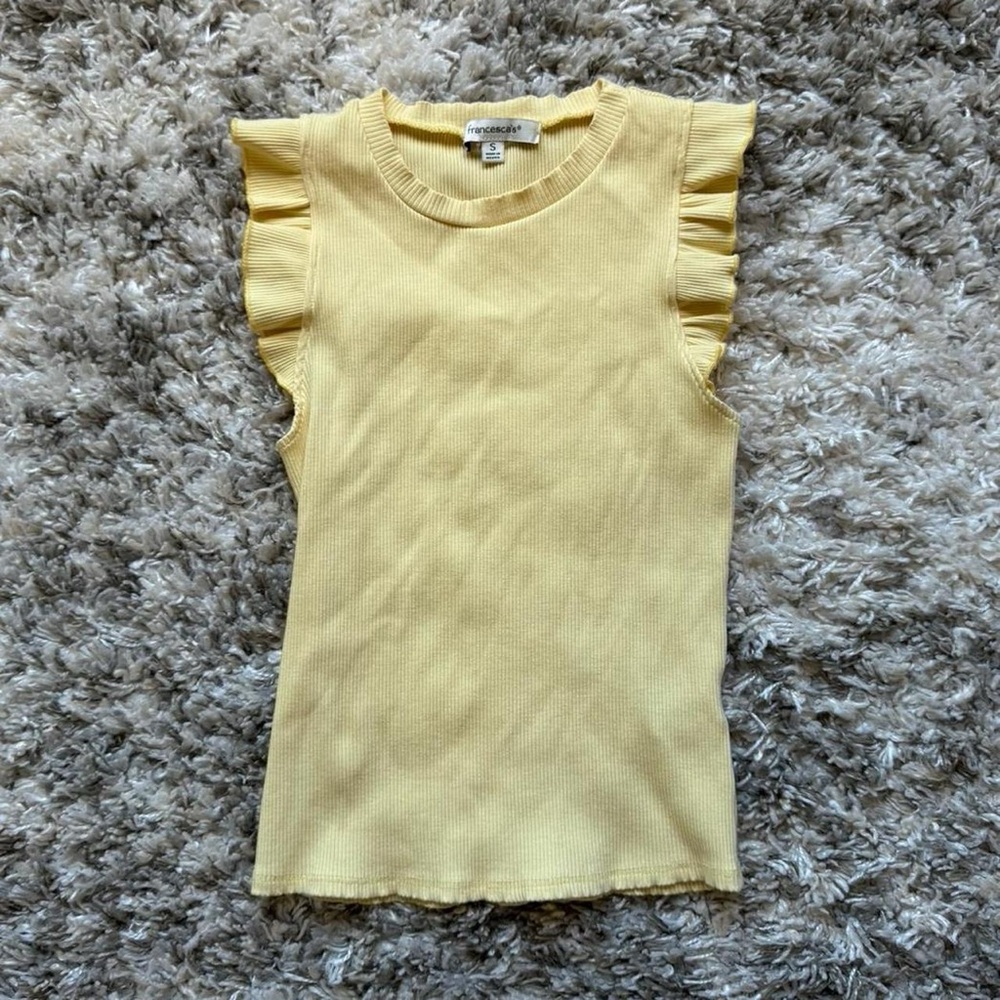 Yellow Sleeveless Ruffle Top - Picture 3 of 6